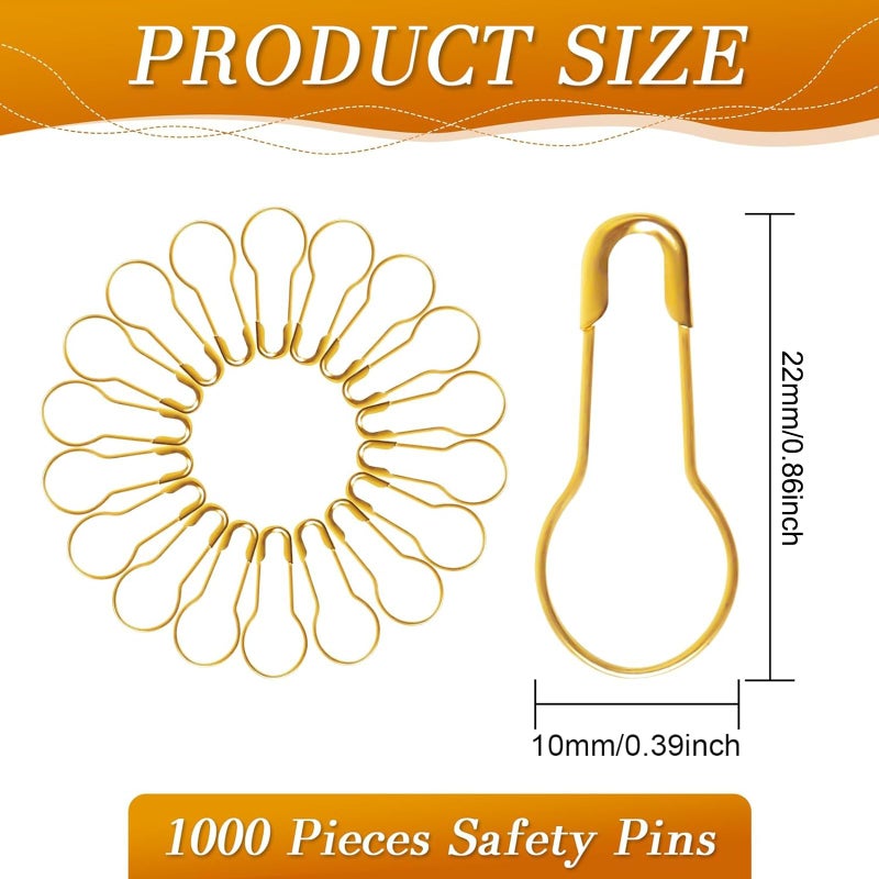 SBYURE 1000 Pieces 22mm/0.87 Inch Clothing Tag Pins Metal Gourd Safety Pins Bulb Pin Calabash Pin Bead Needle for DIY Craft Home Accessories,Golden - Image 2